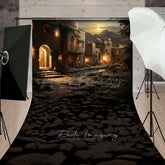 Lofaris Ancient Middle Eastern Village Sweep Photo Backdrop Old Stone Buildings with Lanterns Biblical Prop